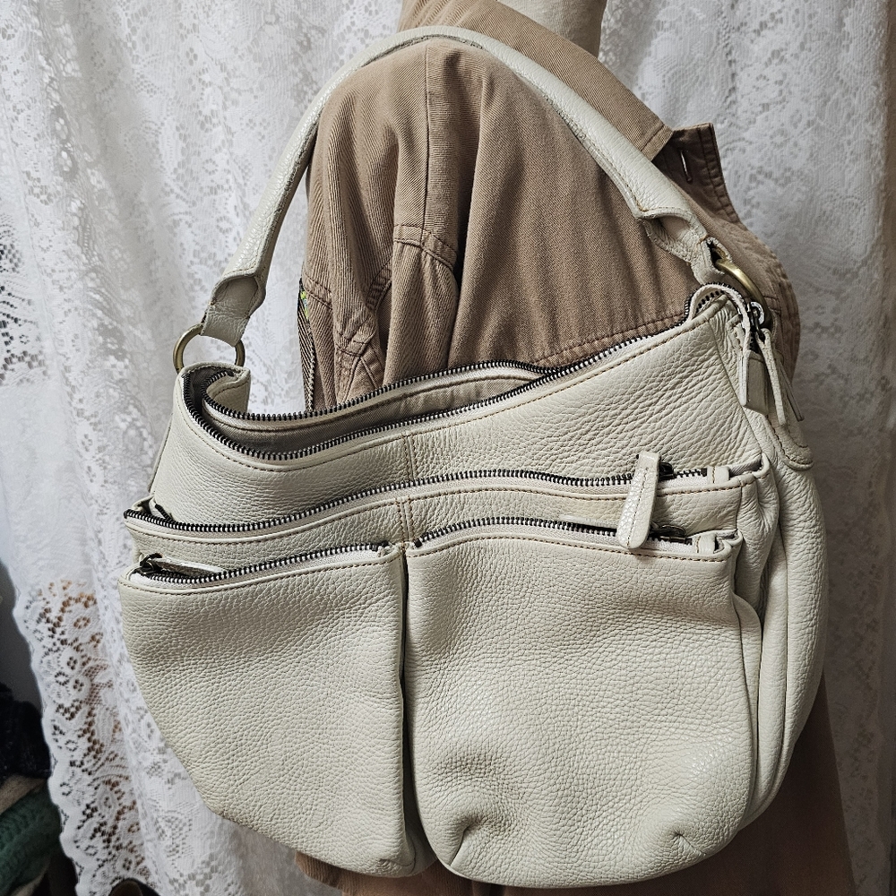 White Leather Milano House Shoulder Purse